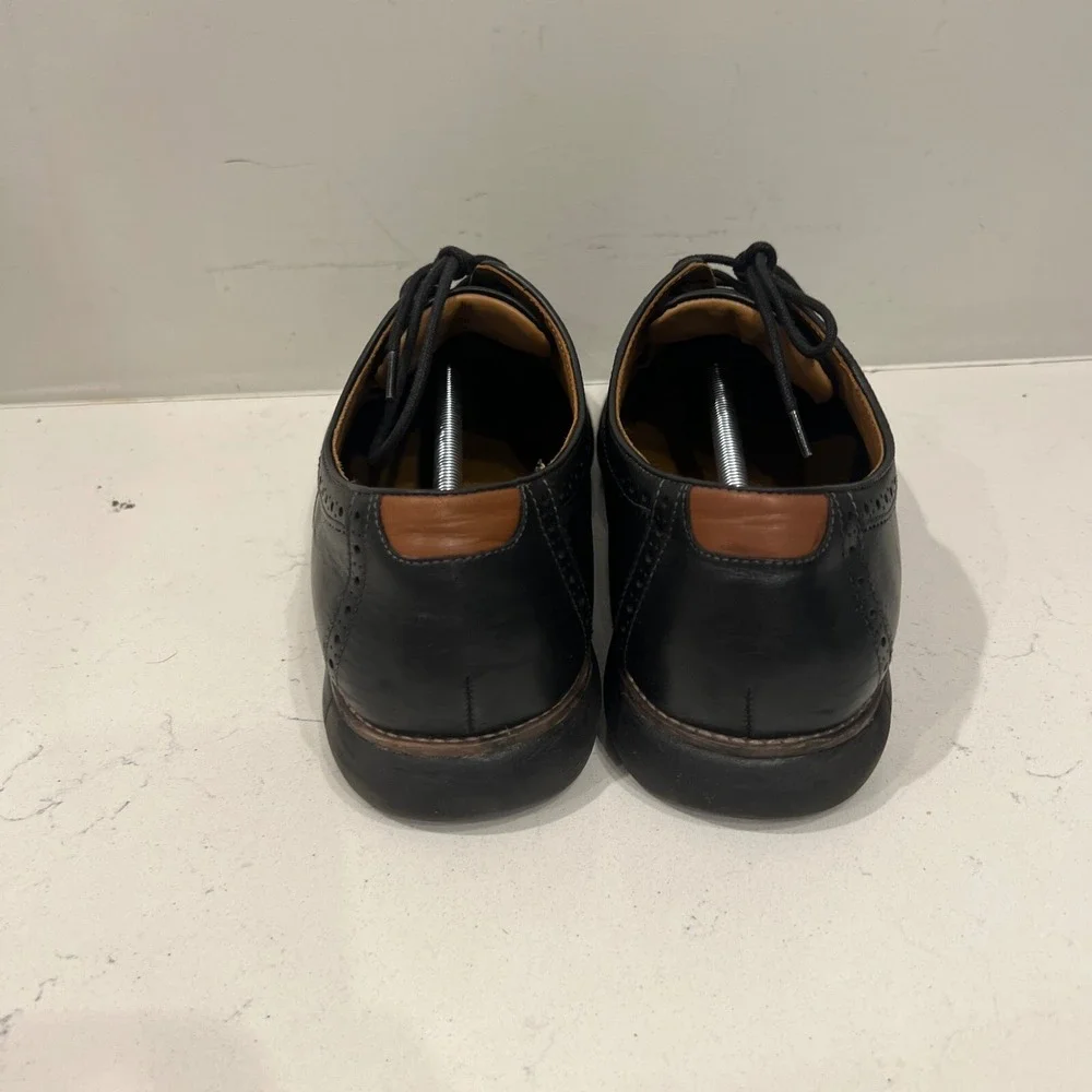 Johnston & Murphy Wingtip Oxfords Mens 12M Black Excellent Leather Dress Shoes‎